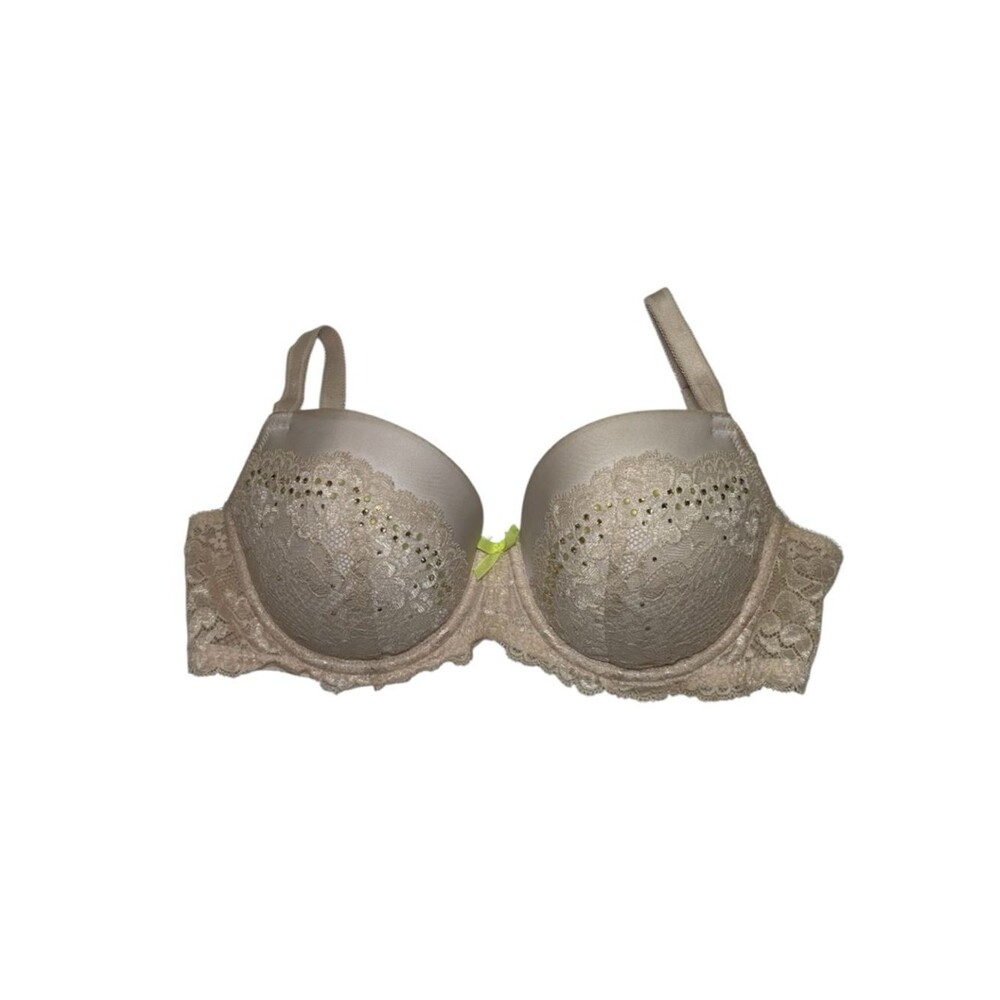 Victoria’s Secret Lace lined Bra 32DD rhinestone & Accent Bow